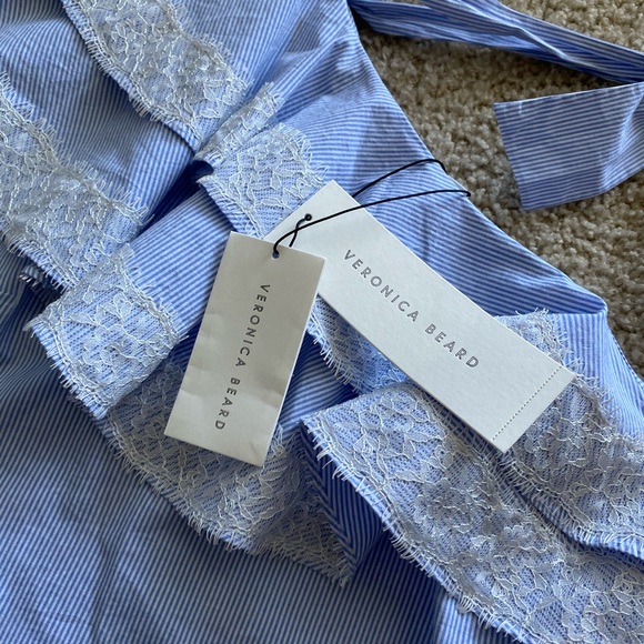 Veronica Beard One Shoulder Ruffle Top Blouse Sz 6 - Picture 4 of 16